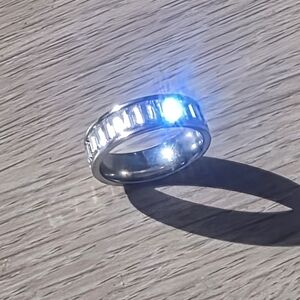 New Women's Stainless Steel With Cz Ring Size 7